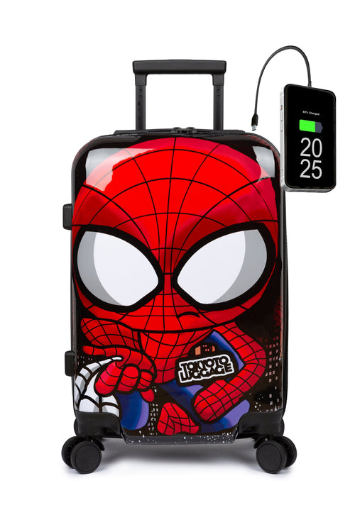 Cabin Suitcase Kids Luggage Avengers Superheroes Front SPIDER BOY