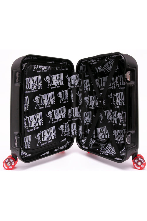 Cabin Suitcase with Skate Wheels Hand Luggage BLACK SAPPORO Interior