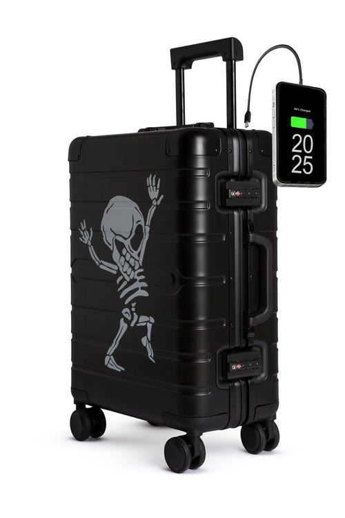 Hand Cabin Aluminum Luggage BLACK SKULL Front