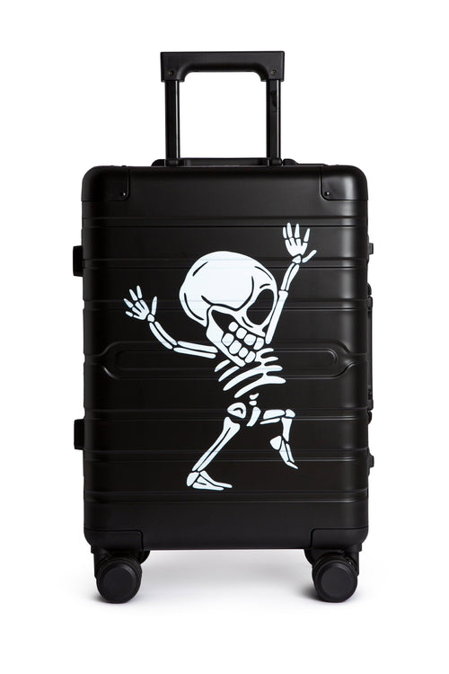 Hand Cabin Aluminum Luggage Front BLACK SKULL