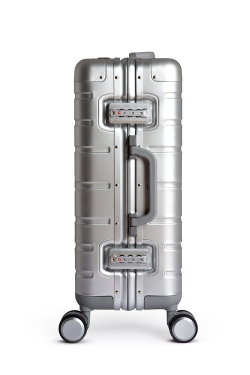 Hand Cabin Aluminum Luggage SILVER SKULLS Side