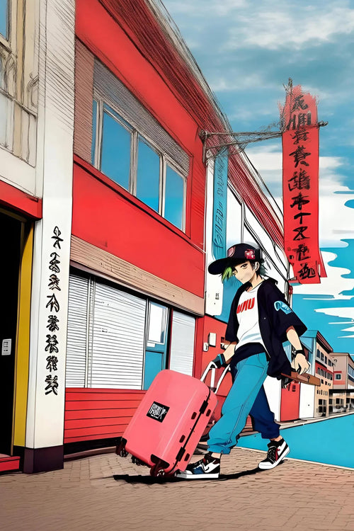 Adolescentes usando una Maleta Cabin con Ruedas de Patín Equipaje de Mano CORAL TOKYO SKATE
